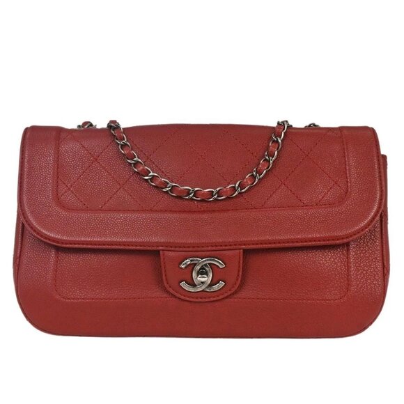CHANEL Handbags - Chanel Red Calfskin Shoulder Bag 125933